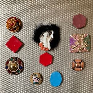 Up-Cycled Jewelry and Clay Magnets, set of 10